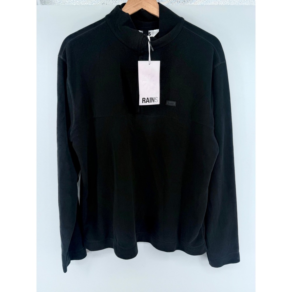 Rains Addis Fleece Half Zip-GQ Pullover Black Mens Size‎ M NWT